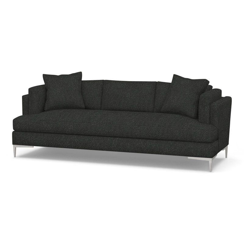 Aiden Upholstered 90.5'' Sofa, Rise Charcoal (Performance fabric) 1357-95, Polished Stainless