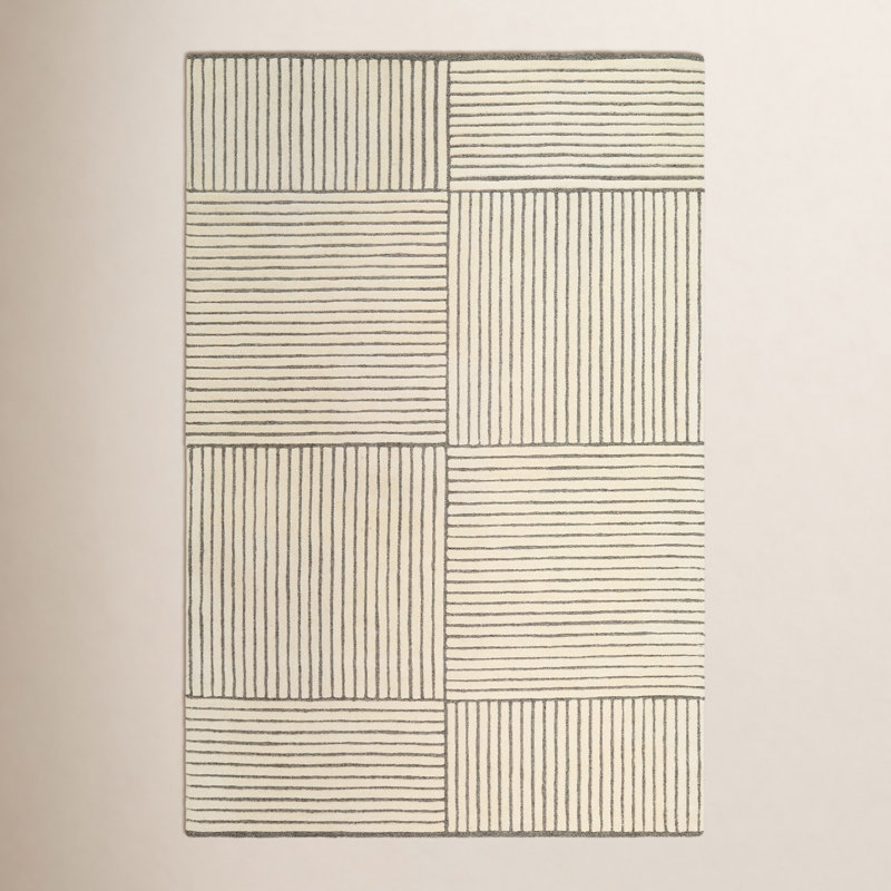 Hand Tufted Wool Geometric Indoor Rug, Rectangle 2' x 3'