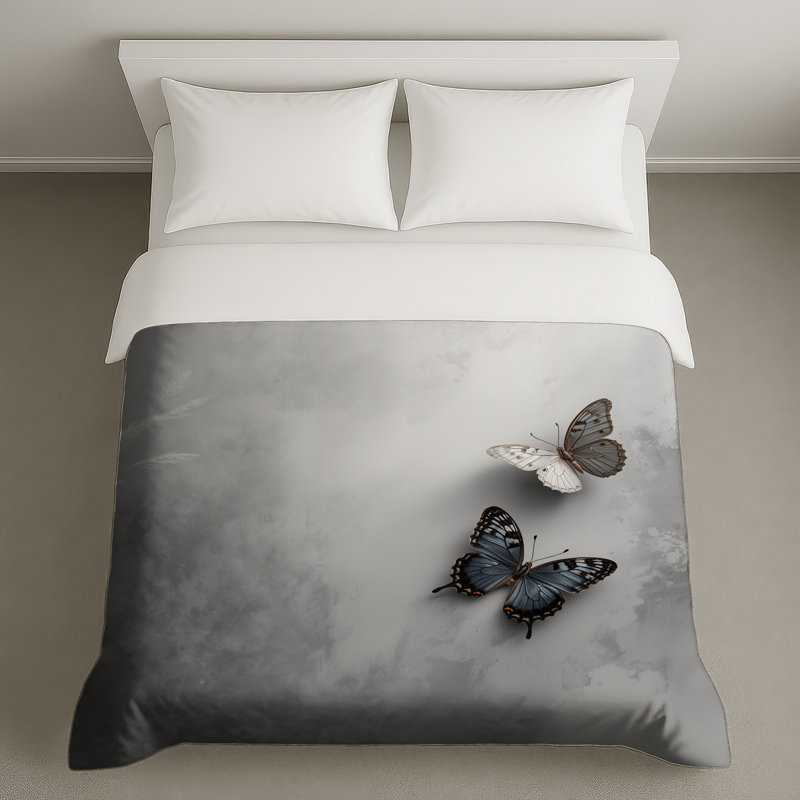 Deux papillons sur la housse de couette, Lit simple