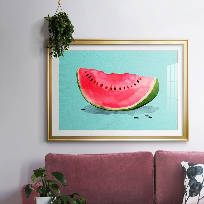 Summer Watermelon I, reproduction d'art encadrée, Or, H 30 po x l 44 po x P 1,5 po