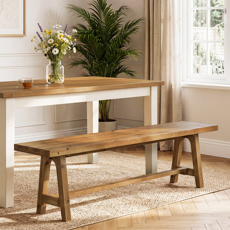 Banc de salle à manger en bois massif de 63 po, banc de table de cuisine pour salle à manger, assemblage facile