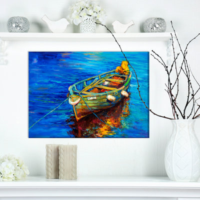 Bateau de pêche unique à impression sur toile tendue « blue sea »