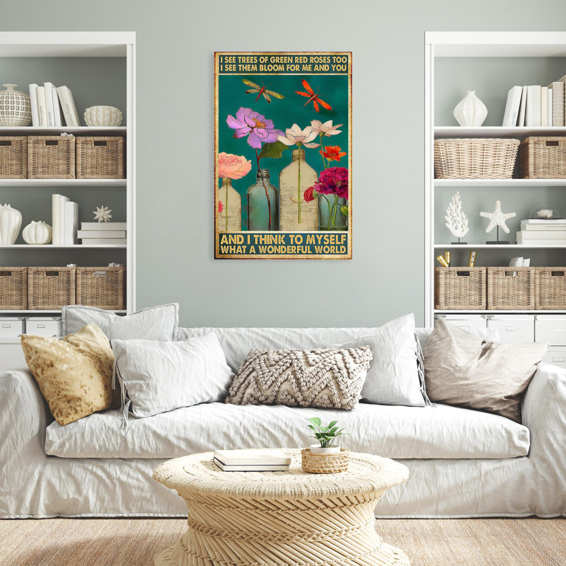 «Flowers What A Wonderful World», impression sur toile, H 36 po x l 24 po x P 1,25 po