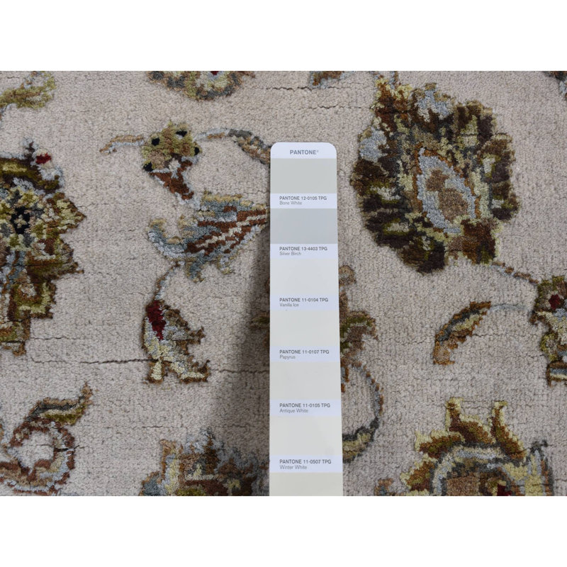 Tapis noué à la main 2 pi 7 po x 16 pi ivoire en laine et moitié soie Rajasthan 7F0B162BA2E640DB87E0FD4C15DB796D