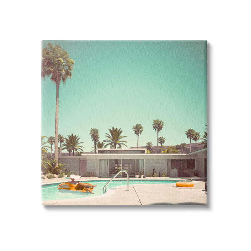 Maison de vacances avec piscine dans le désert, Toile tendue, H 30 po x l 30 po x P 1,5 po