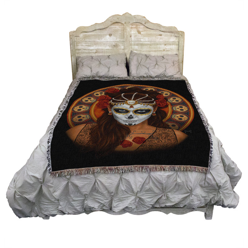 Pure Country Weavers Fantasy Day of The Dead Sugar Skull Skeleton Blanket by Mitch Foust - Gift Fantasy Tapestry Throw Woven from Cotton - Made in The USA (72x54)