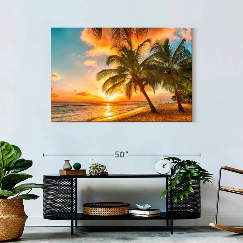 Coucher de soleil Gillard Golden Barbados Beach, H 30 po x l 45 po