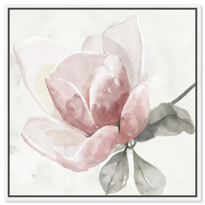 Faded Blush Rose Floral Canvas Art with White Frame, 31" x 31"