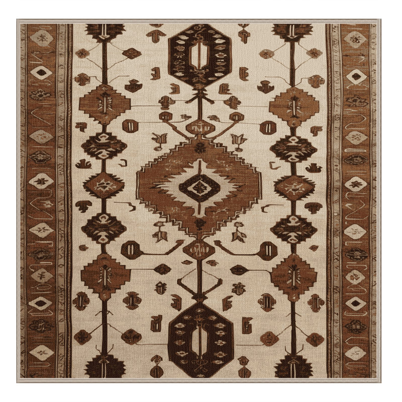 Tapis beige lavable à la machine, Carré 5 pi