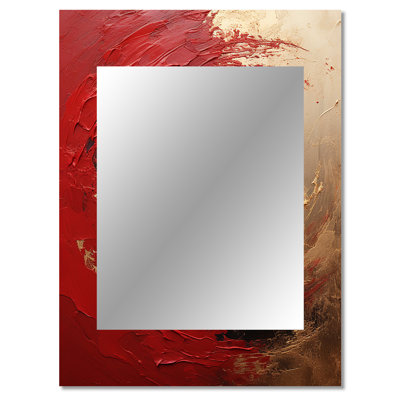 Red Gold Fusion Spiral I - Abstract Spirals Unique Wall Mirror, Modern Mirror, Printed Metal Art
