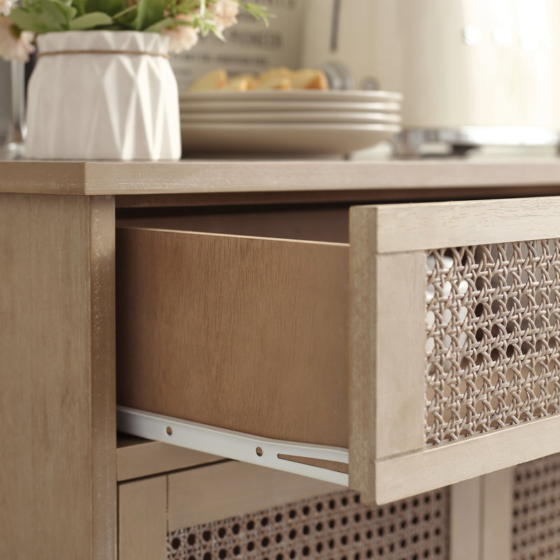 Wardville 31.5'' Woven Rattan 4 - Door Accent Cabinet with Drawer