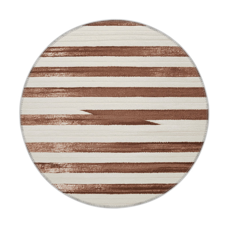 Tapis intérieur / extérieur gris HorizontalStripes, Rond 5 pi