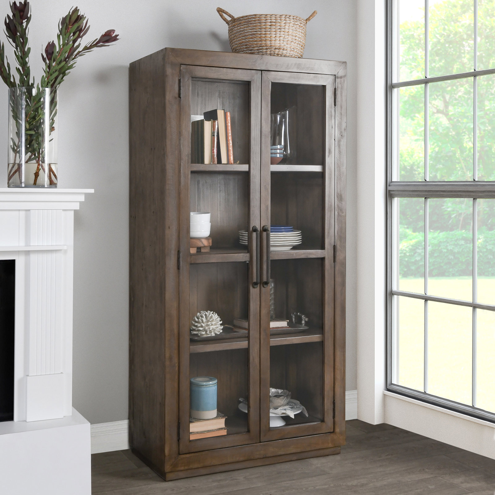 Kinston Dining Cabinet, Distressed Brown