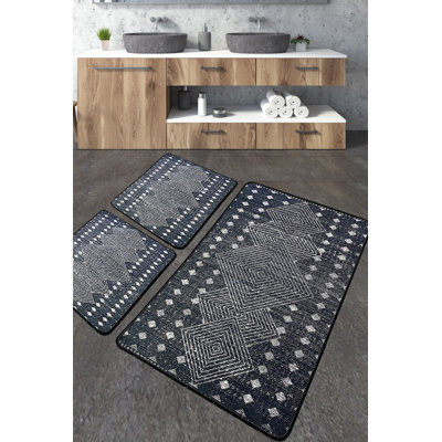 Ensemble de tapis de bain luxueux (3 pièces), en polyester doux, 23,6 po x 39,4 po (1 pièce) et 19,7 po x 23,6 po (2 pièces) | Antibactérien, antidérapant, 20,5 oz / pied carré | Lavable à la machine et durable, parfait pour les salles de bain élégantes
