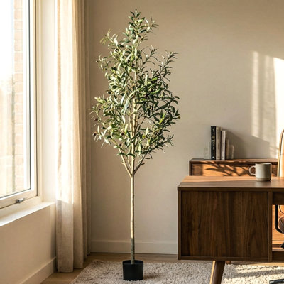 Artificial Trees in Various Sizes,Faux Tree in Black Planter, Lifelike Fake Plant for Indoor and Outdoor Decor