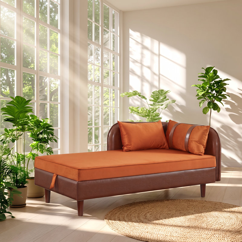 Méridienne en bois d'eucalyptus massif l 65 po x P 30 po x H 27 po HDF