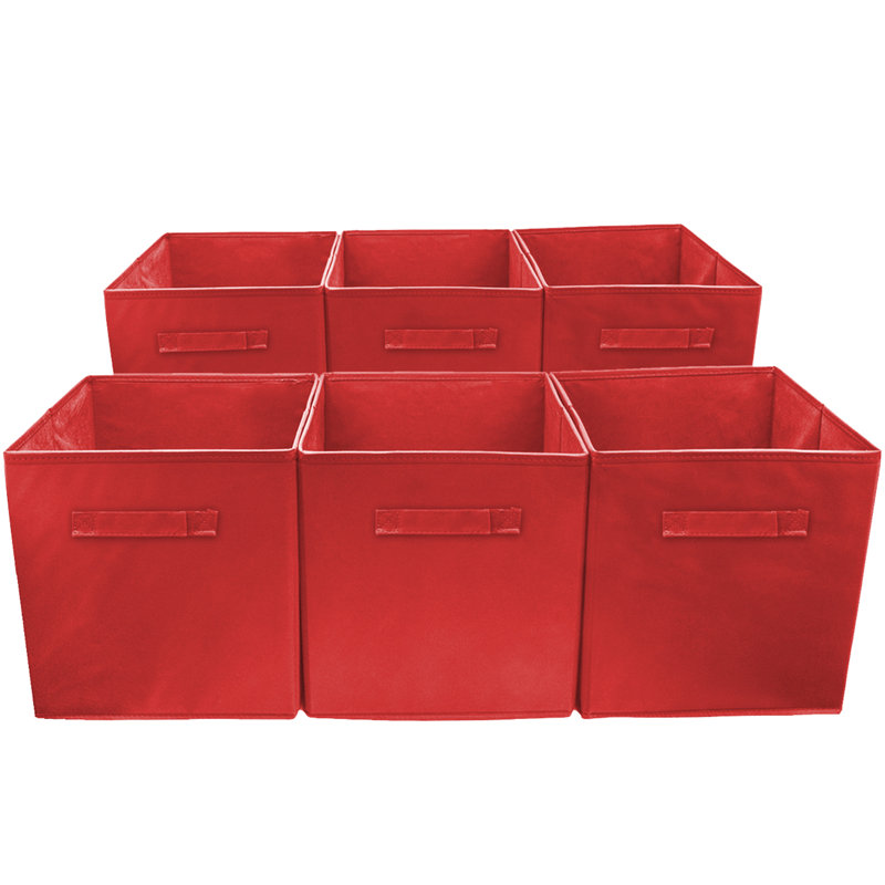 Sorbus 11" Foldable Storage Cubes with Handles, Red