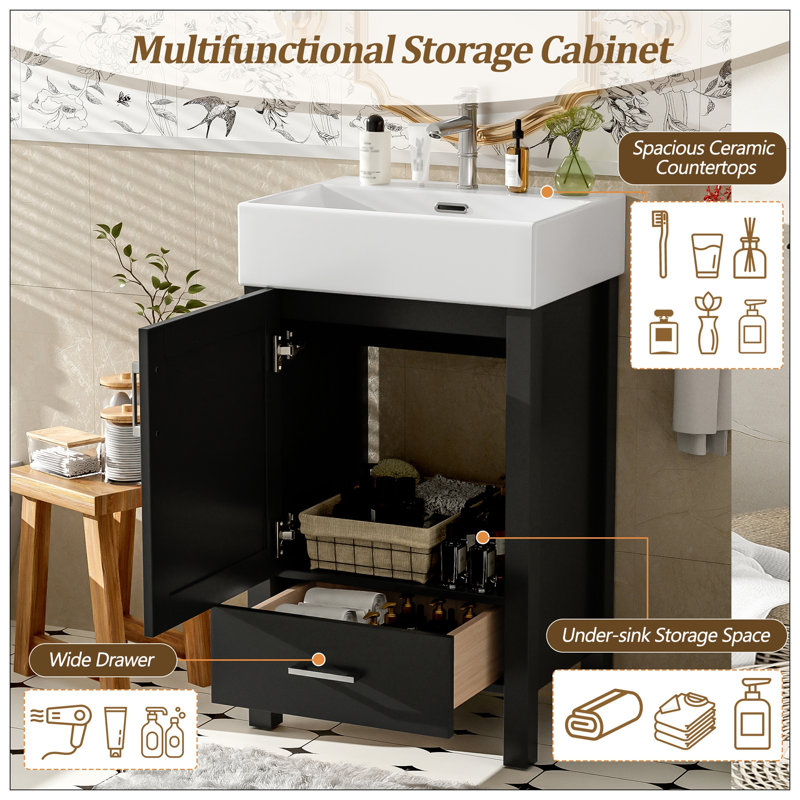 Meuble-lavabo pour salle de bain, Noir