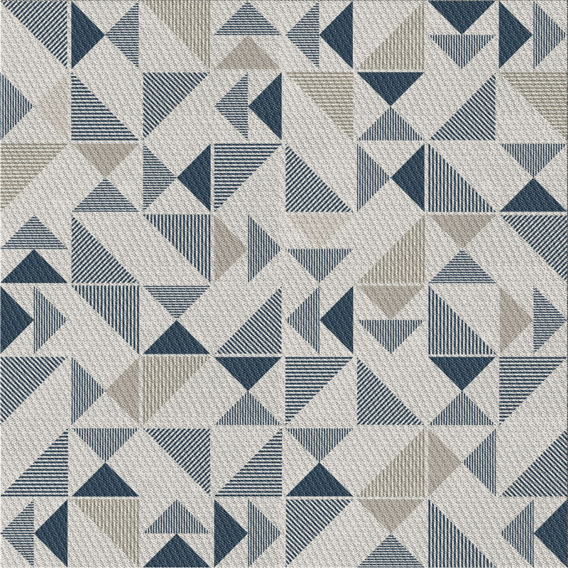 Tapis bleu à motif géométrique Kleiber, Carré 5 pi