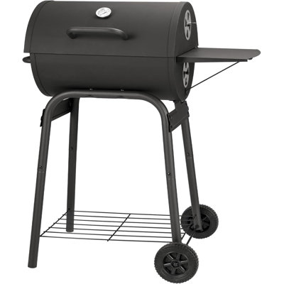 Barbecue au charbon Barrel, grands barbecues au charbon avec tablette latérale, barbecue extérieur (noir)