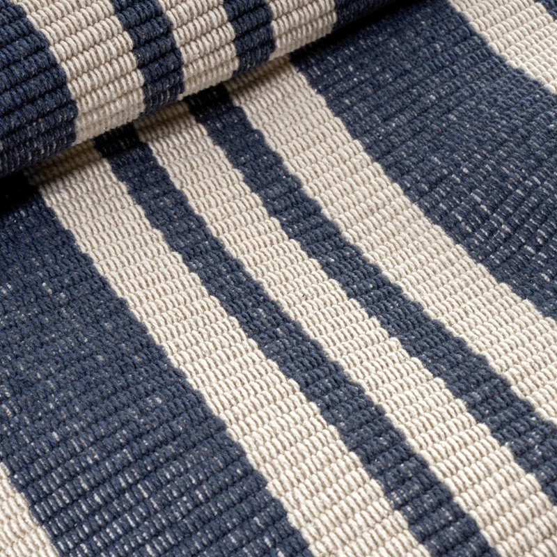 Irving Stripe Ivory Handwoven Cotton Rug, Rectangle 7'6" x 9'6"