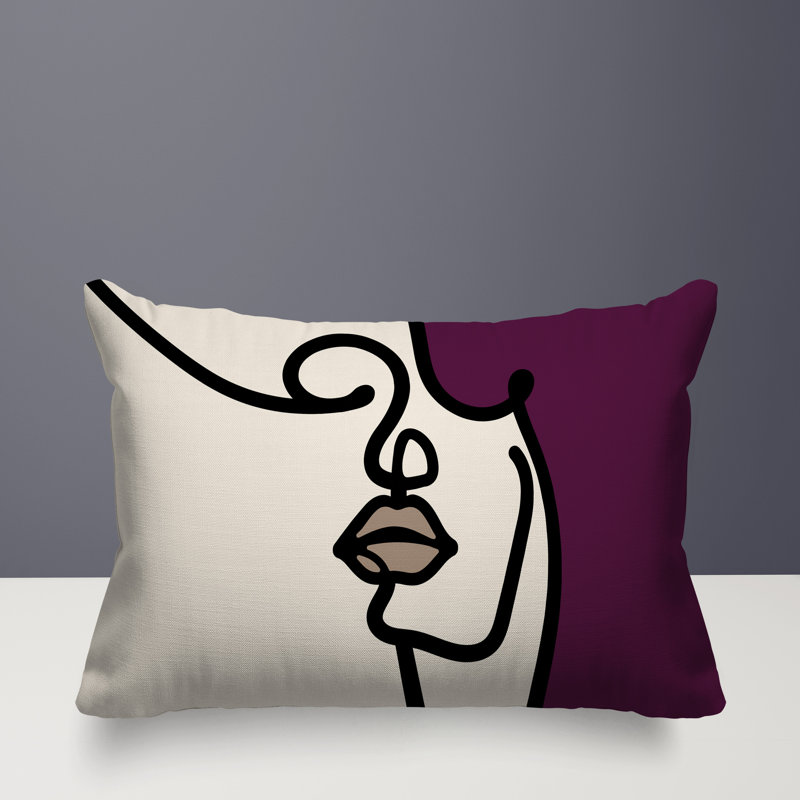 Coussin lombaire réversible intérieur / extérieur Jai Abstract, H 14 po x l 20 po, Mauve