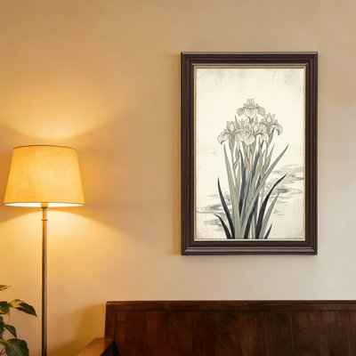 Art mural antique sur toile encadré doré pour le salon, la chambre à coucher, le bureau ou le vestibule - Décoration murale décorative avec eau d'iris
