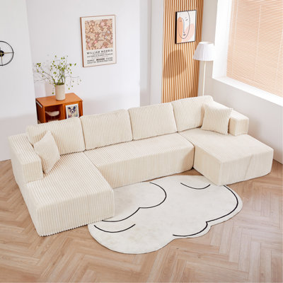 Canapé modulaire en U en forme de U, canapé modulaire compressé en velours côtelé de style minimaliste moderne, canapé-lit pour le salon, la chambre à coucher, canapé-lit confortable et compact