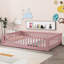 Lit plateforme double pleine grandeur avec clôture et porte, rose-1209099374-1209099362