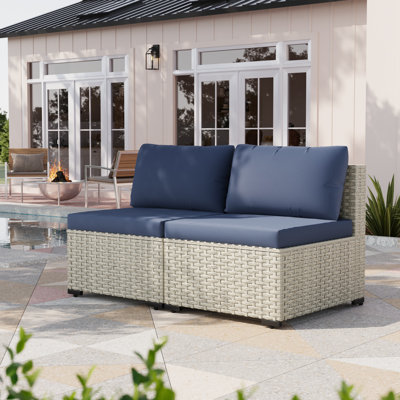 2 Pieces Design-Oriented Rattan Patio Conversation Sets With Cushions
