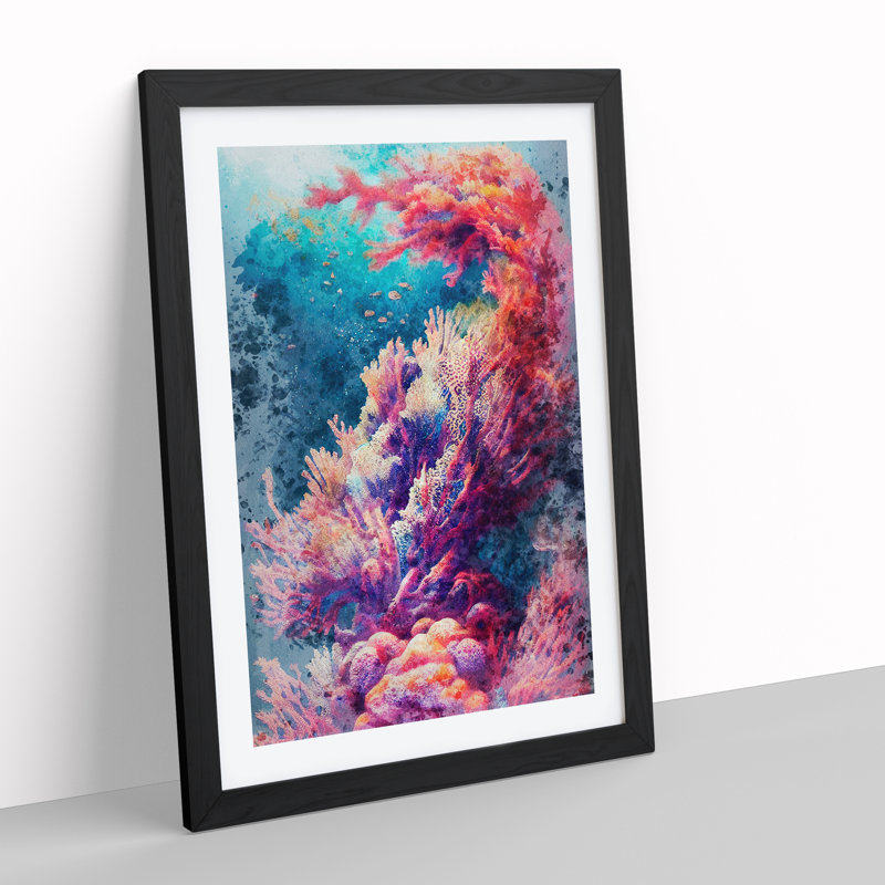 Beauteous Coral Reef - Single Picture Frame Print, 64cm H x 46cm W x 2cm D, Black Framed