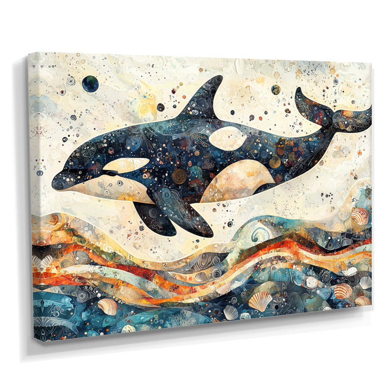 «Hardeman Canadian Whale On Coastal Collage II», art mural baleine, H 12 po x l 20 po, Toile tendue, Ne s’applique pas