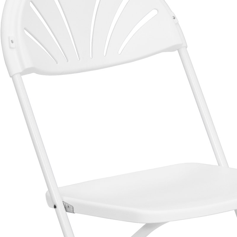 Plastic Fan Back Folding Chair, White
