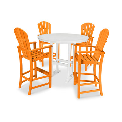POLYWOOD Palm Coast 5-Piece Round Bar Set