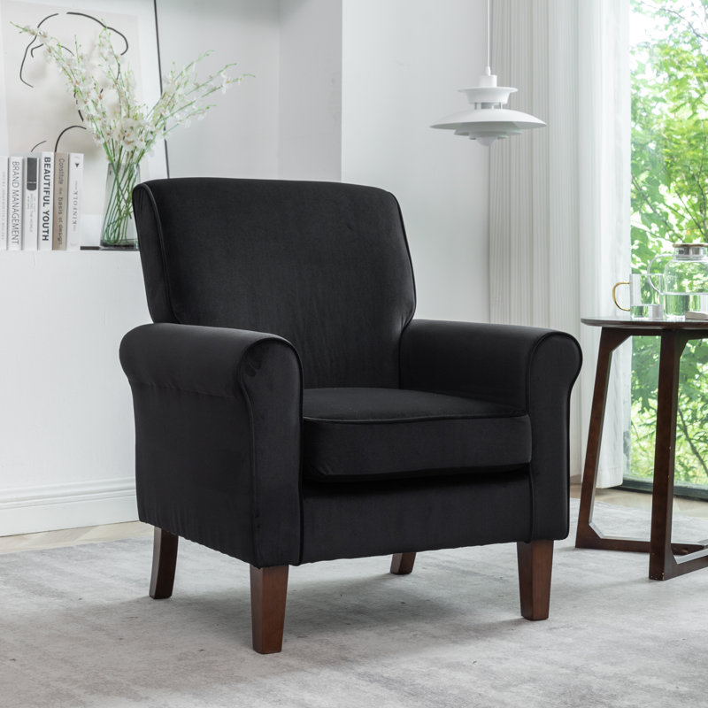 Hysnie Upholstered Armchair, Black 100% Polyester
