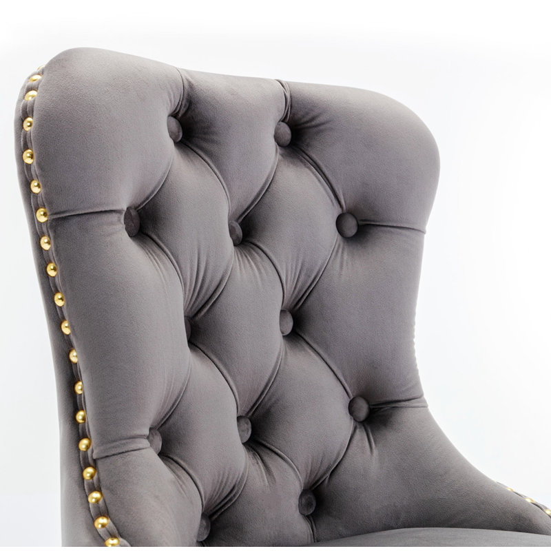Tabourets de bar pivotants en velours, 2, Doré, Gris