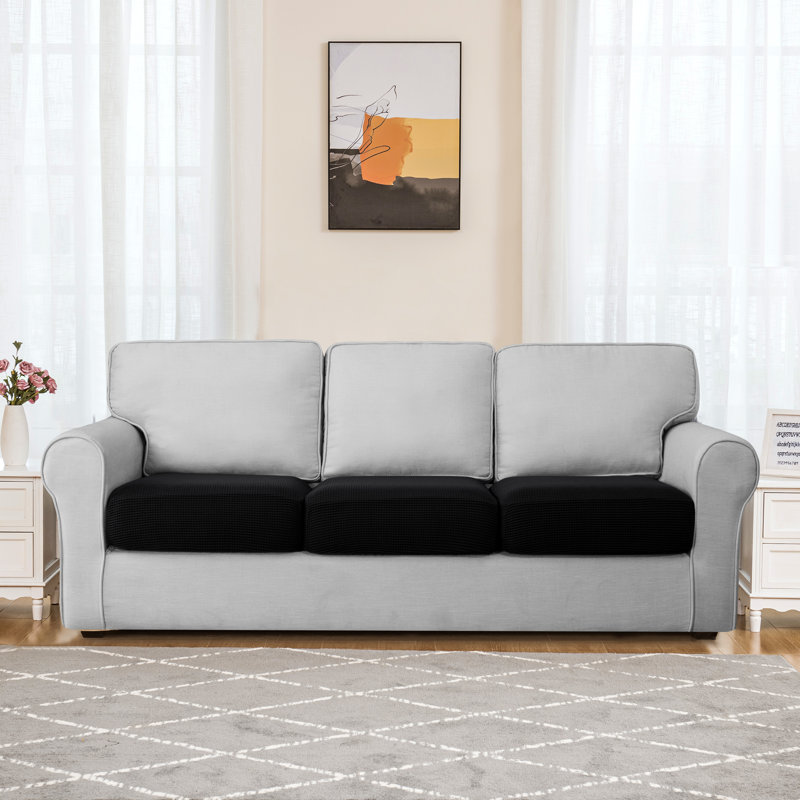 Housse pour canapé à coussins carrés Allington, Mélange de polyester noir