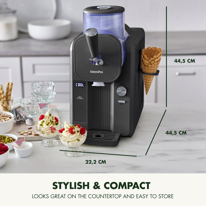 GreenPan Frost Soft Serve Ice Cream and Slushie Maker, Anthracite