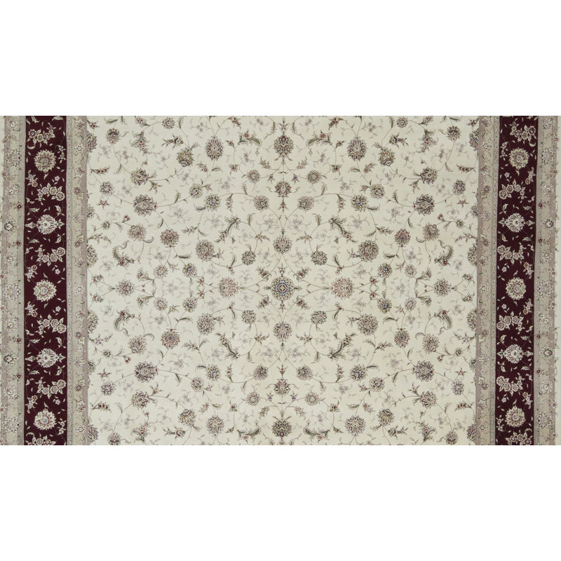 Tapis ivoire et vin noué à la main de haute qualité