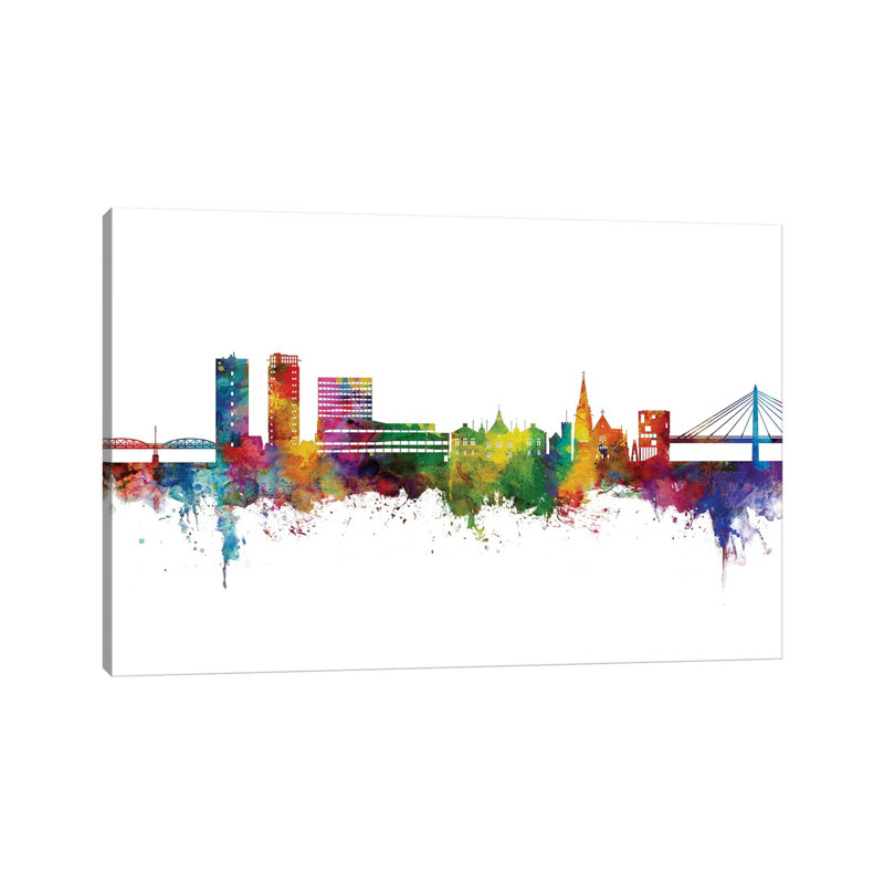 Umea Sweden Skyline Color by Michael Tompsett - 1 Piece Wrapped Canvas Painting, 20.32 cm H x 30.48 cm W