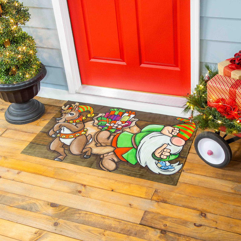 Tapis d'extérieur antidérapant Dinese Reindeer and Elf