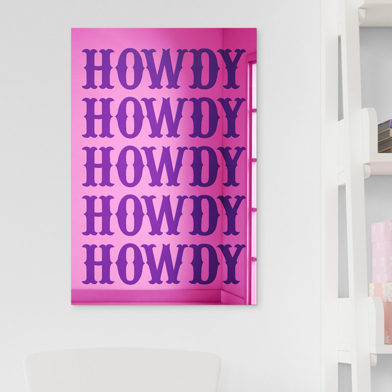 Décoration murale Howdy Country, H 18 po x l 13 po x P 1 po, Rose
