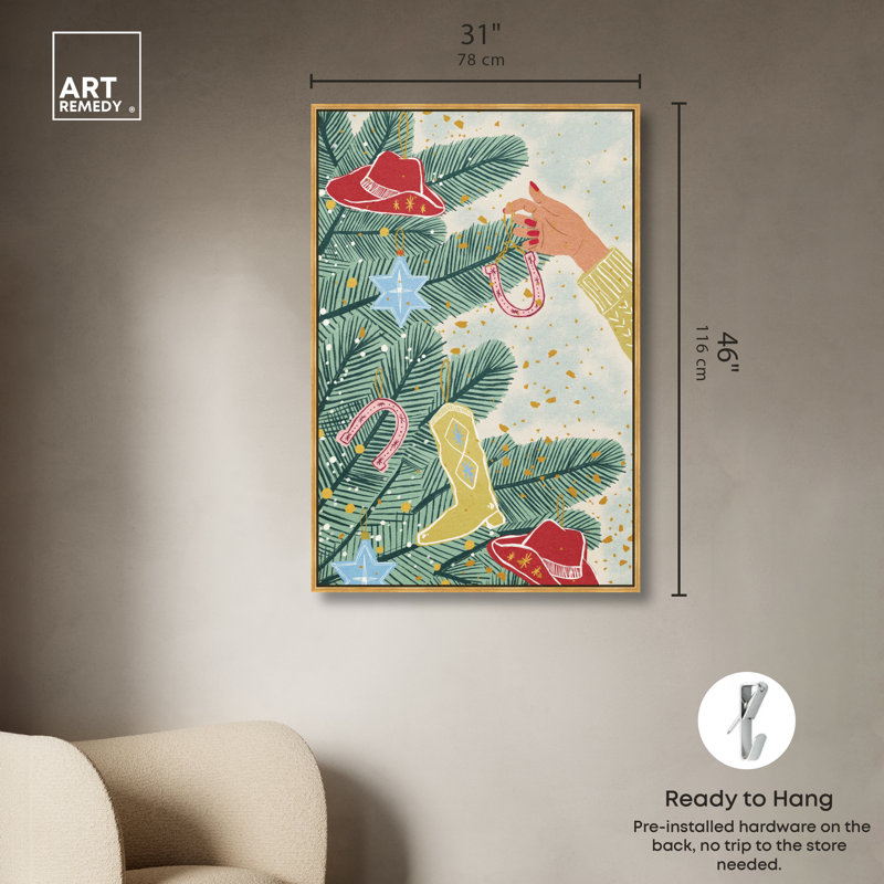 «Merry Tree Canvas» par Dakota Fields, Cadre doré, H 46 po x l 31 po x P 1,8 po