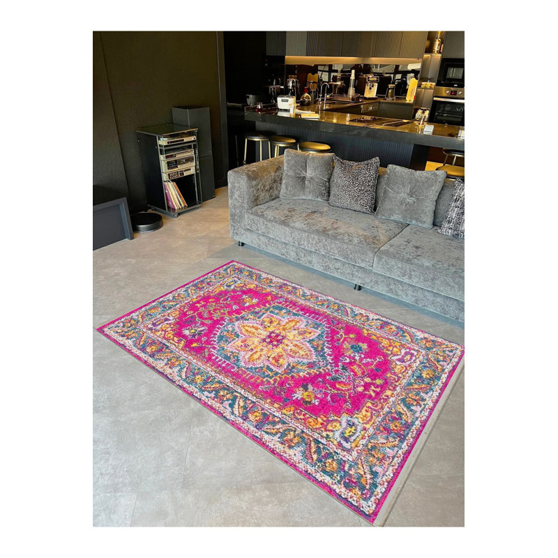 Tapis décoratif fuchsia, Sous-tapis rectangulaire de 3 pi 3 po x 4 pi 11 po