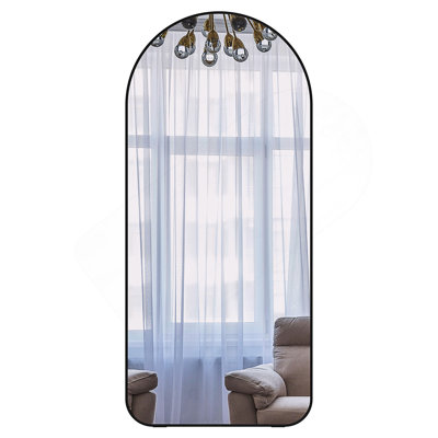 Arch Full Length Mirror 71"×32"  Big Full Body Mirror For Bedroom Oversized Floor Mirror Large Mirror Living Room Dressing Mirror Leaning Against Wall, Metal Frame