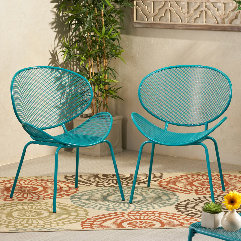 Chaise moderne en coquillage en fer - bleu sarcelle, l 24,86 po x P 25,4 po, H 33,45 po, stable pour l'extérieur