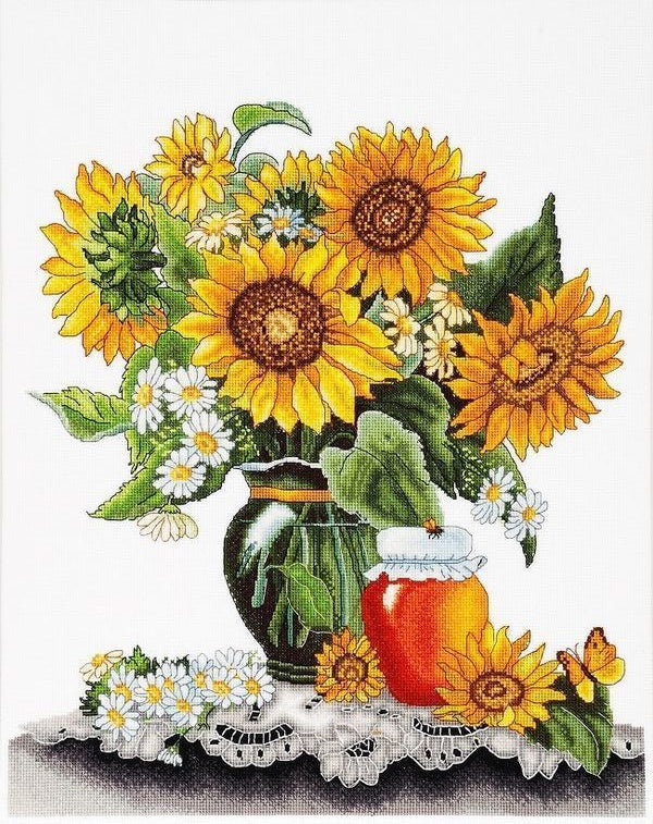 Trousse de broderie au point de croix comptée « Tournesols miel » par Alisena 1227A