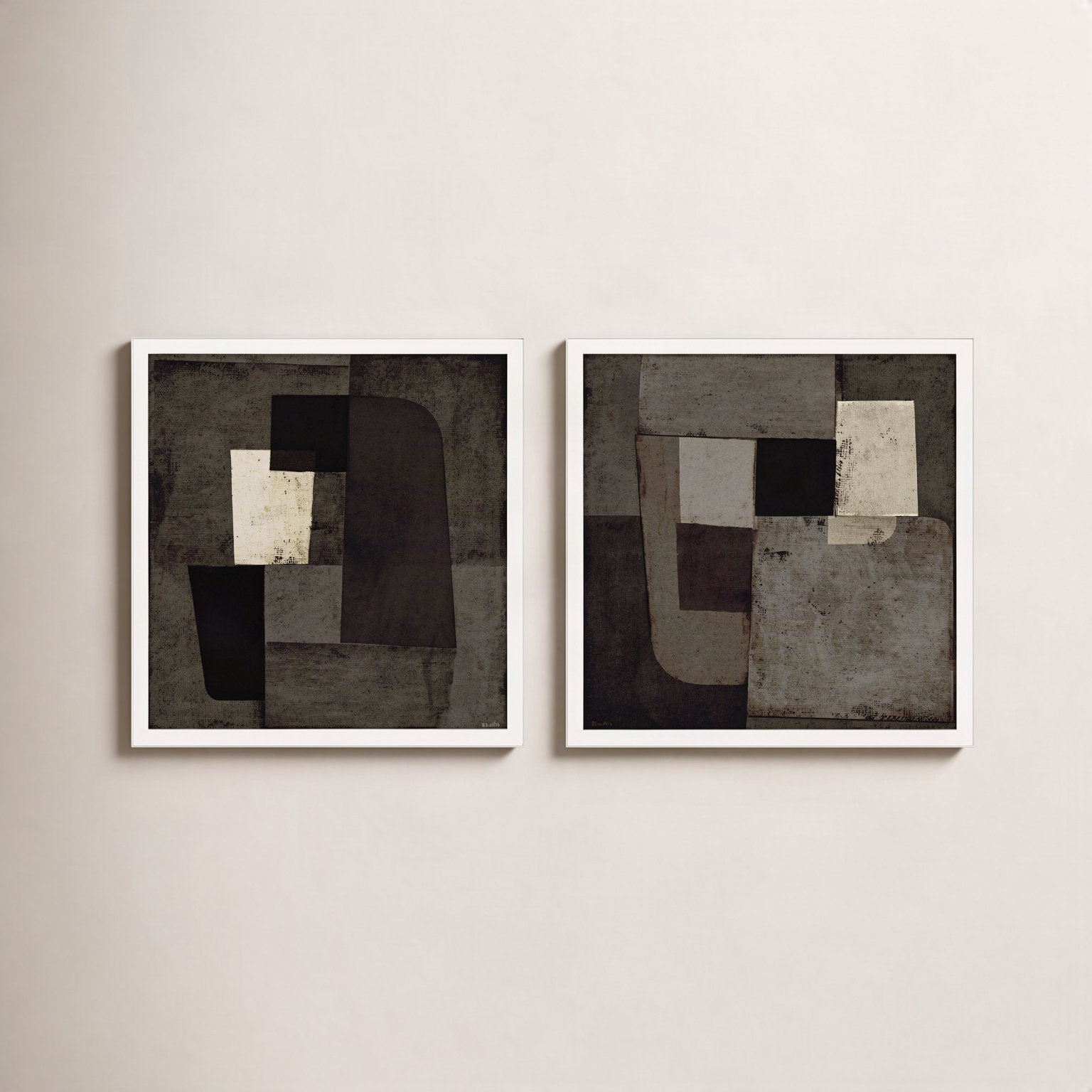 Night Shift 1 & 2, Set of 2 by Marco Marella for Studio M - Framed Wall Art, 36" H x 36" W, Paper, Black