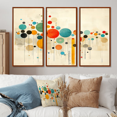 «Radiant Echoes Of Mid Century Colors II», ensemble d'art mural abstrait Mid-Century