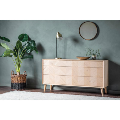 Branford Solid Wood 134.5cm W 6 - Drawer Chest of Drawers